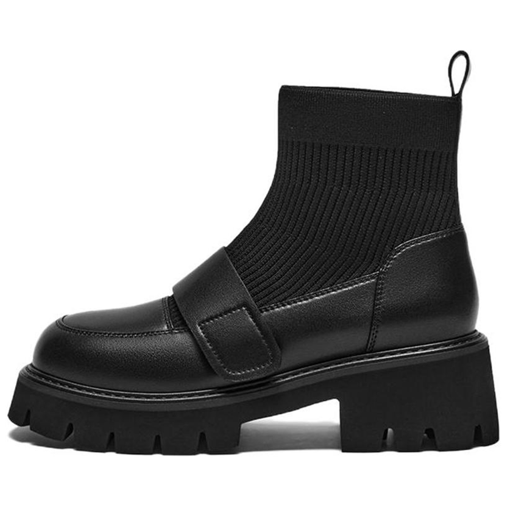 BASTO Cow Leather Ankle Boots 5.5cm Women"s Black