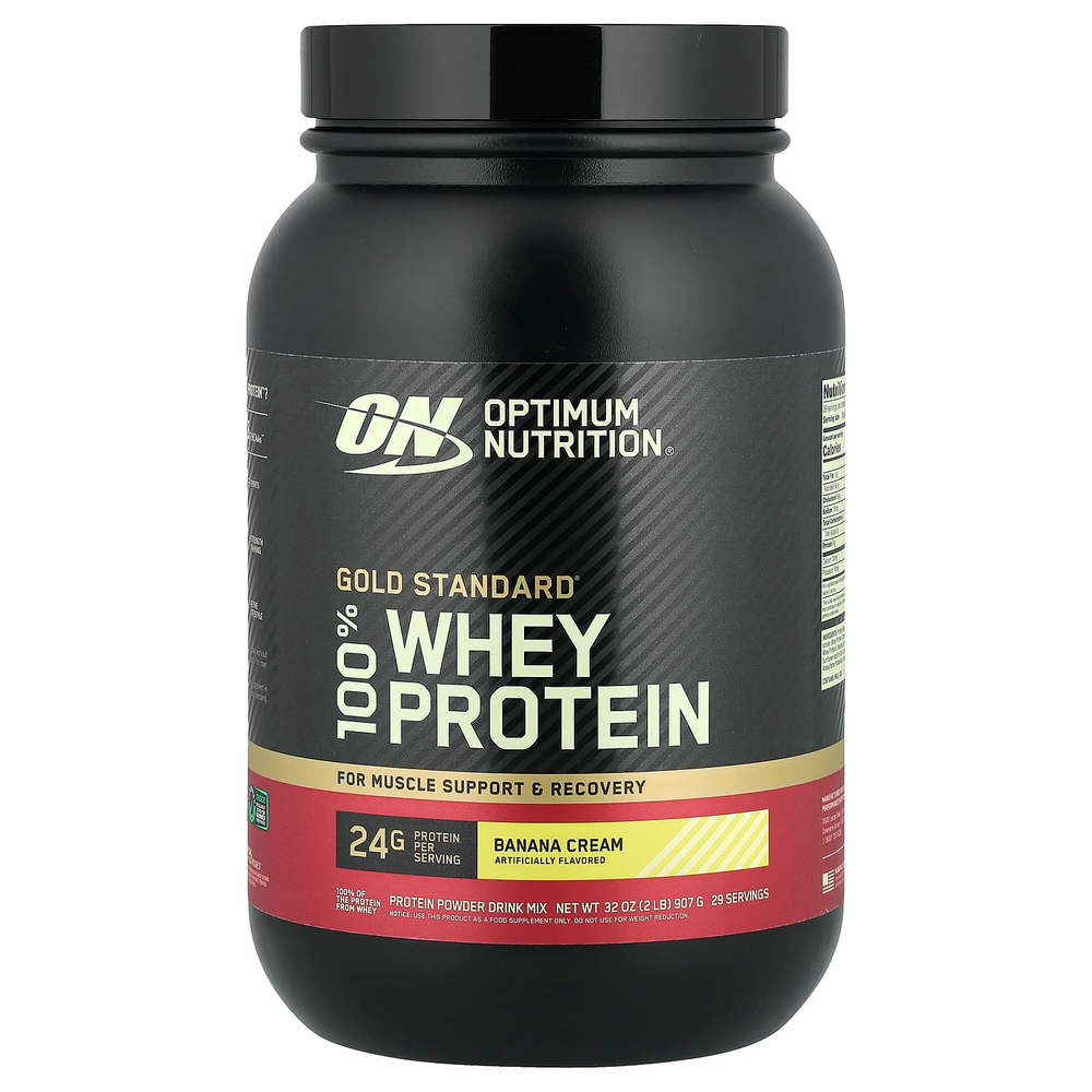 Optimum Nutrition, Gold Standard, 100% сыворотка, со вкусом бананового крема, 907 г (2 фунта)