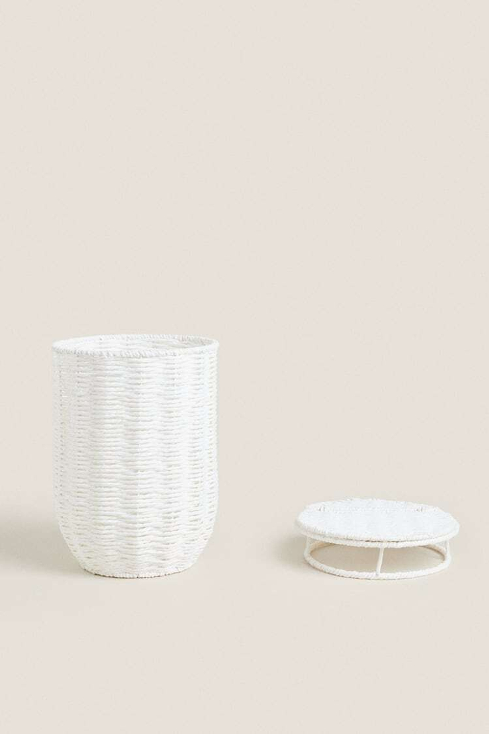 ZARA HOME КОРЗИНА ДЛЯ МУСОРА СО СЪЕМНОЙ КРЫШКОЙ, БЕЛЫЙ