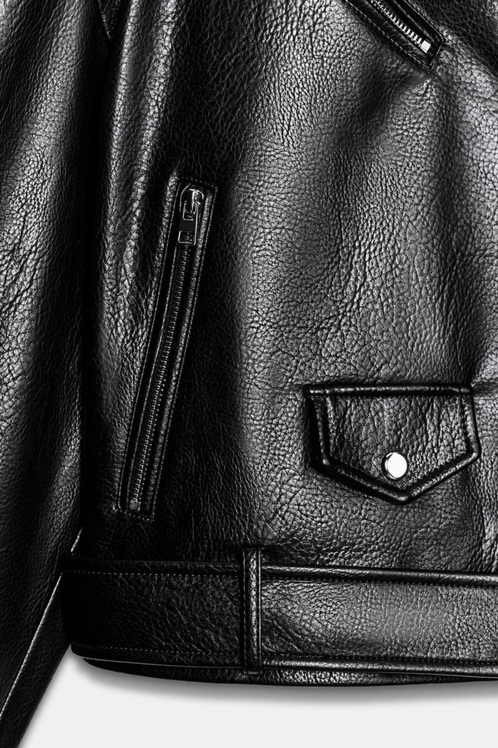 ZARA КУРТКА В БАЙКЕРСКОМ СТИЛЕ ИЗ ИСКУССТВЕННОЙ КОЖИ, ЧЕРНЫЙ
