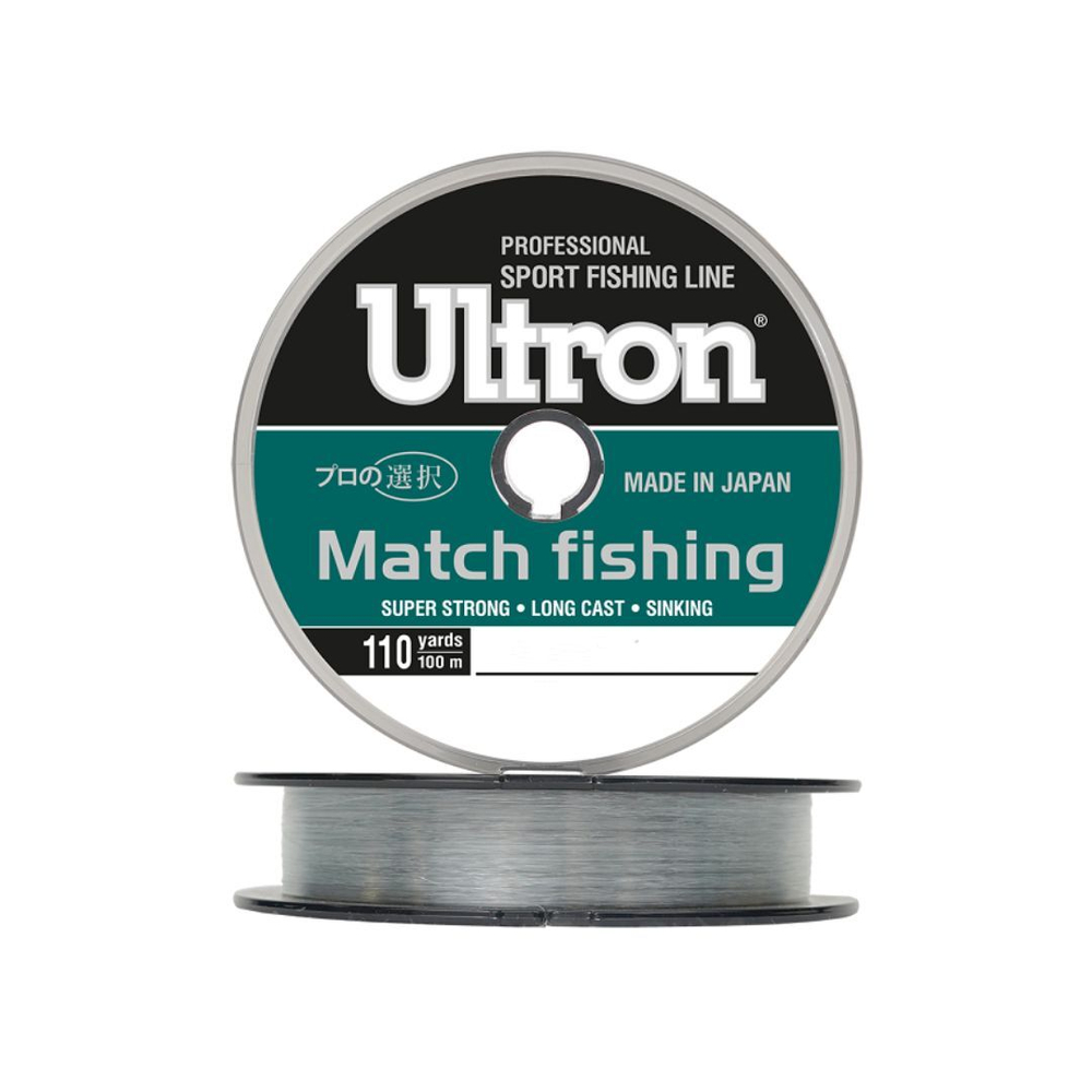 Монофильная леска для рыбалки ULTRON Match Fishing 0,230 мм, 6,0 кг, 100 м, светло-голубая, 1 штука. Товар уцененный