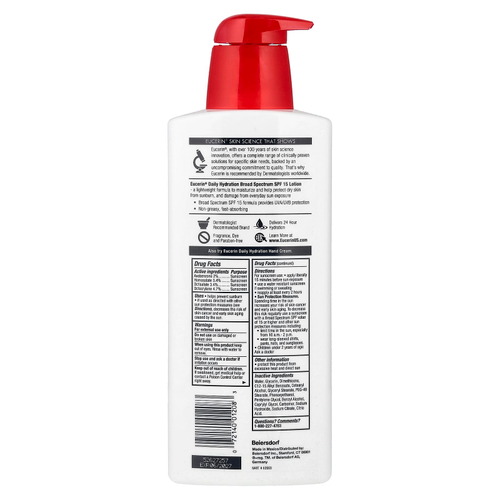 Eucerin, ежедневный увлажняющий лосьон, SPF 15, без отдушек, 500 мл (16,9 жидк. унции)