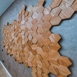 Деревянная мозаика для стен Wood Mosaic 3Д Дуб Гескагон угол