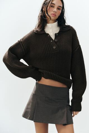 ZARA ЮБКА-ШОРТЫ В СКЛАДКУ, ОТТЕНОК КОРИЧНЕВОГО