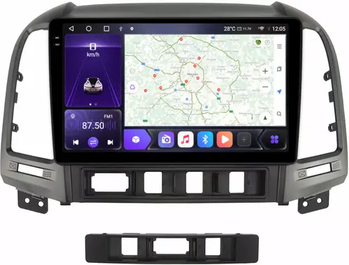 Магнитола для Hyundai Santa Fe 2006-2012 - Kuberg OL-9717 QLed+2K, Android 12, Быстрая, CarPlay, 4G SIM-слот