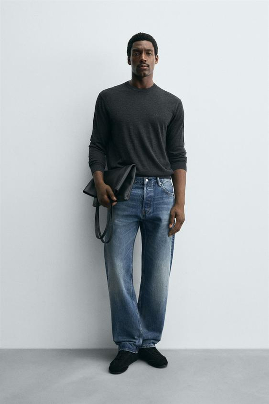 ZARA ДЖИНСЫ STRAIGHT FIT, СИНИЙ