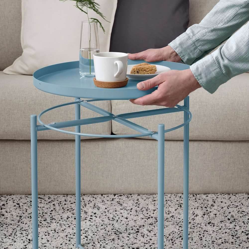 IKEA GLADOM  (ИКЕА ГЛАДОМ)  -  Столик с подносом - светло-синий 45x53 см