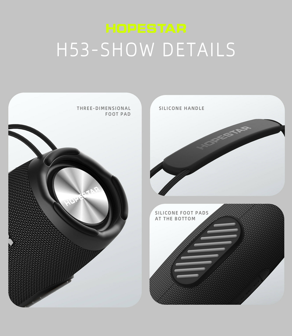 Беспроводная колонка Hopestar H53, световые эффекты, влагозащищенный корпус, поддержка microSD, 35 Вт, military