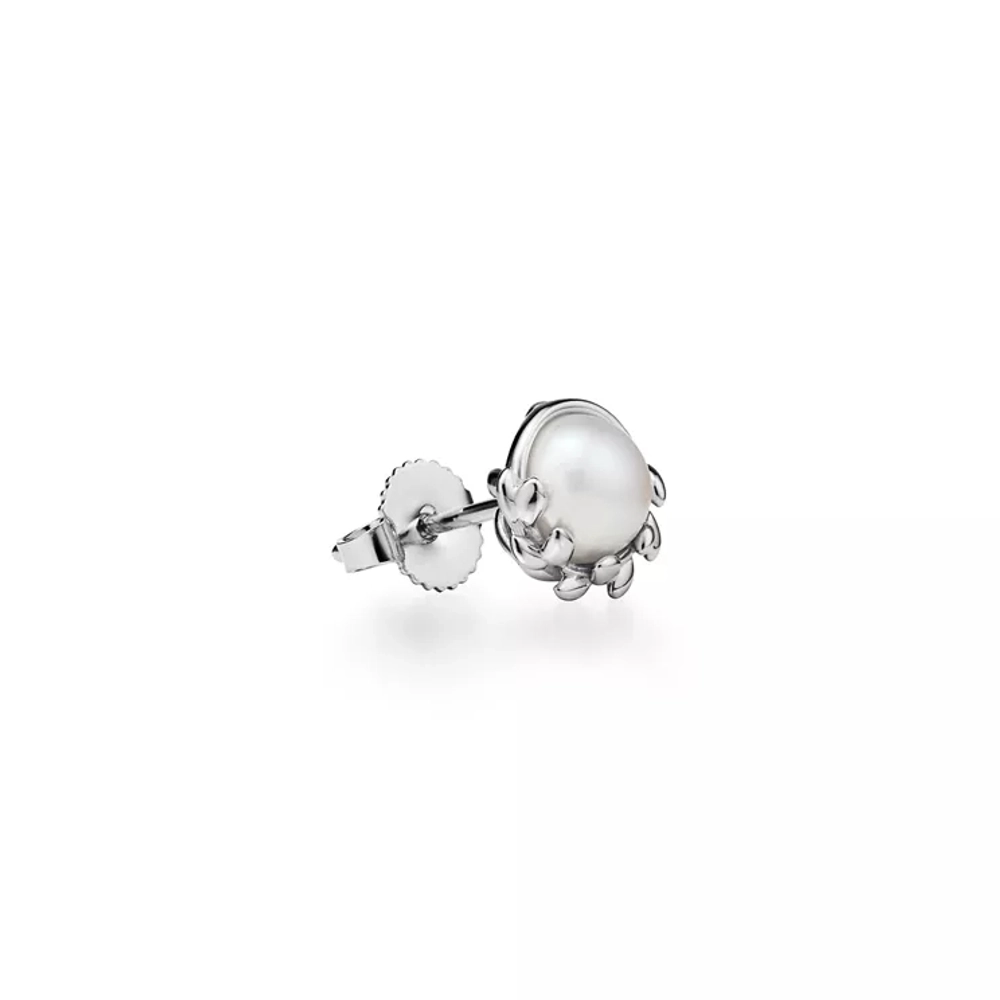 Серьги из серебра 925 с жемчугом 💠 Tiffany - Olive Leaf Pearl - В наличии
