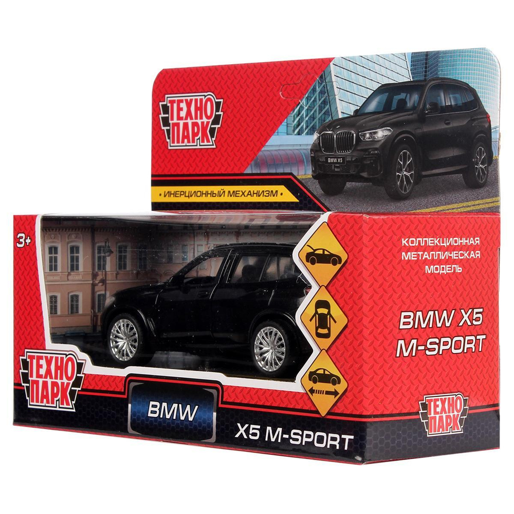 Модель ин. мет. "BMW X5 M-sport" 12см, двери, багаж, черн, коробкаX5-12-BK (Технопарк)