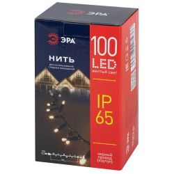 Гирлянда ЭРА ERAPS-NZ2 светодиодная новогодняя нить уличная 10 м желтая 100 LED | Профессиональное праздничное и новогоднее освещение