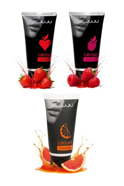 Сет съедобных лубрикантов JUJU: клубника, малина, грейпфрут, 3х50ml 707JU