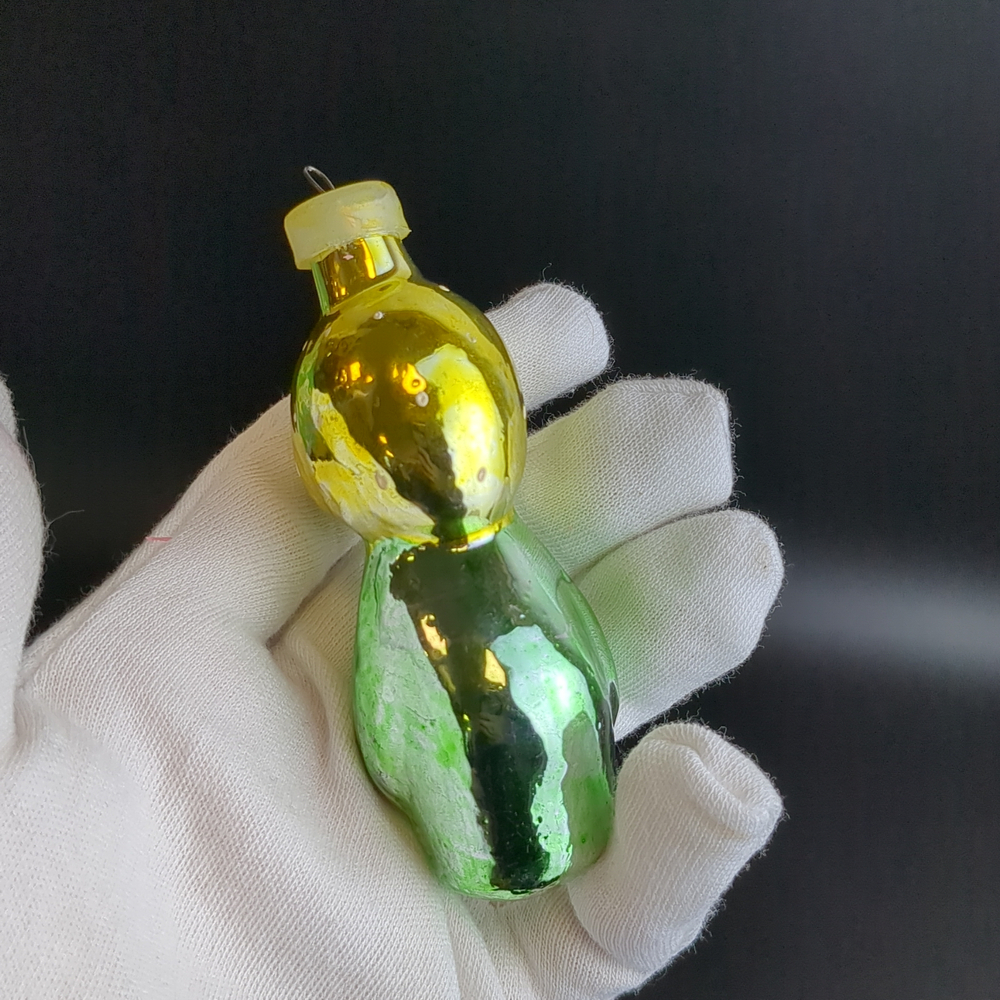 Ёлочная игрушка "Старуха" из сказки "Сказка о Золотой рыбке", стекло, подвесная, ручная роспись, винтаж СССР 1960-1990 гг