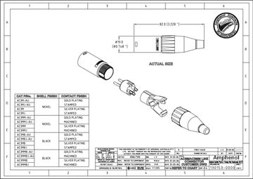 Amphenol AC3M - Разъем XLR, 3 контакта, штекер, штампованные контакты, цвет - никель
