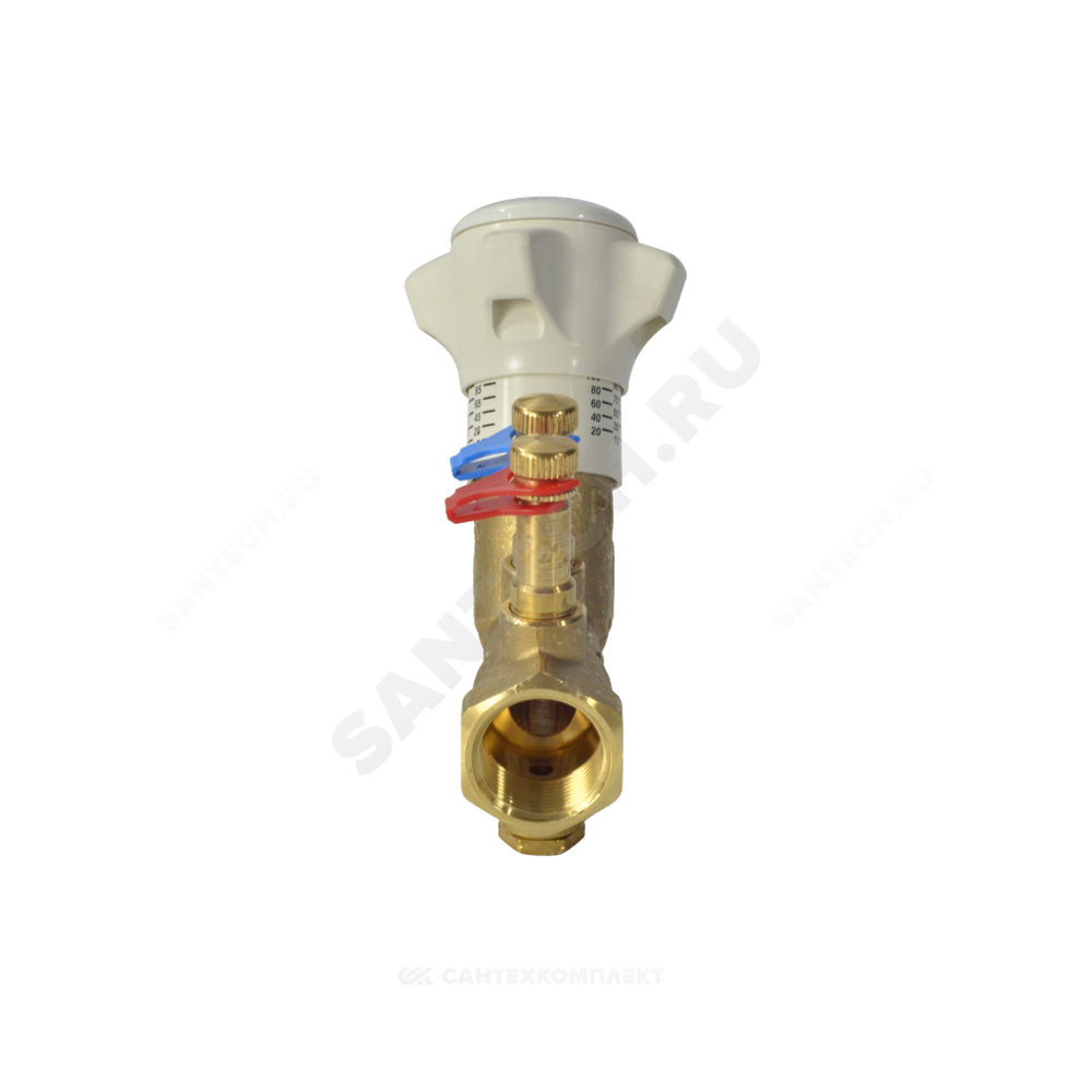 Клапан балансировочный ручной латунь R206B Ду 15 G1/2" A Ру25 ВР Kvs=2.7м3/ч с измерительными ниппелями Giacomini R206BY003