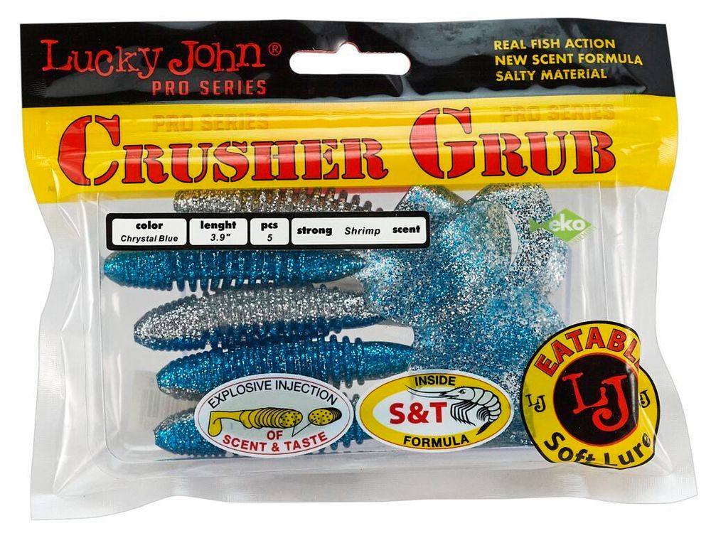 Твистеры съедобные LJ Pro Series Crusher Grub 3.9 in (99 мм), цвет T05, 5 шт/уп