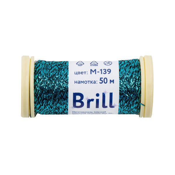 Мулине Gamma металлик M 5 мотков по 50 метров, M-139 черный/яр.бирюзовый, Gamma BRILL
