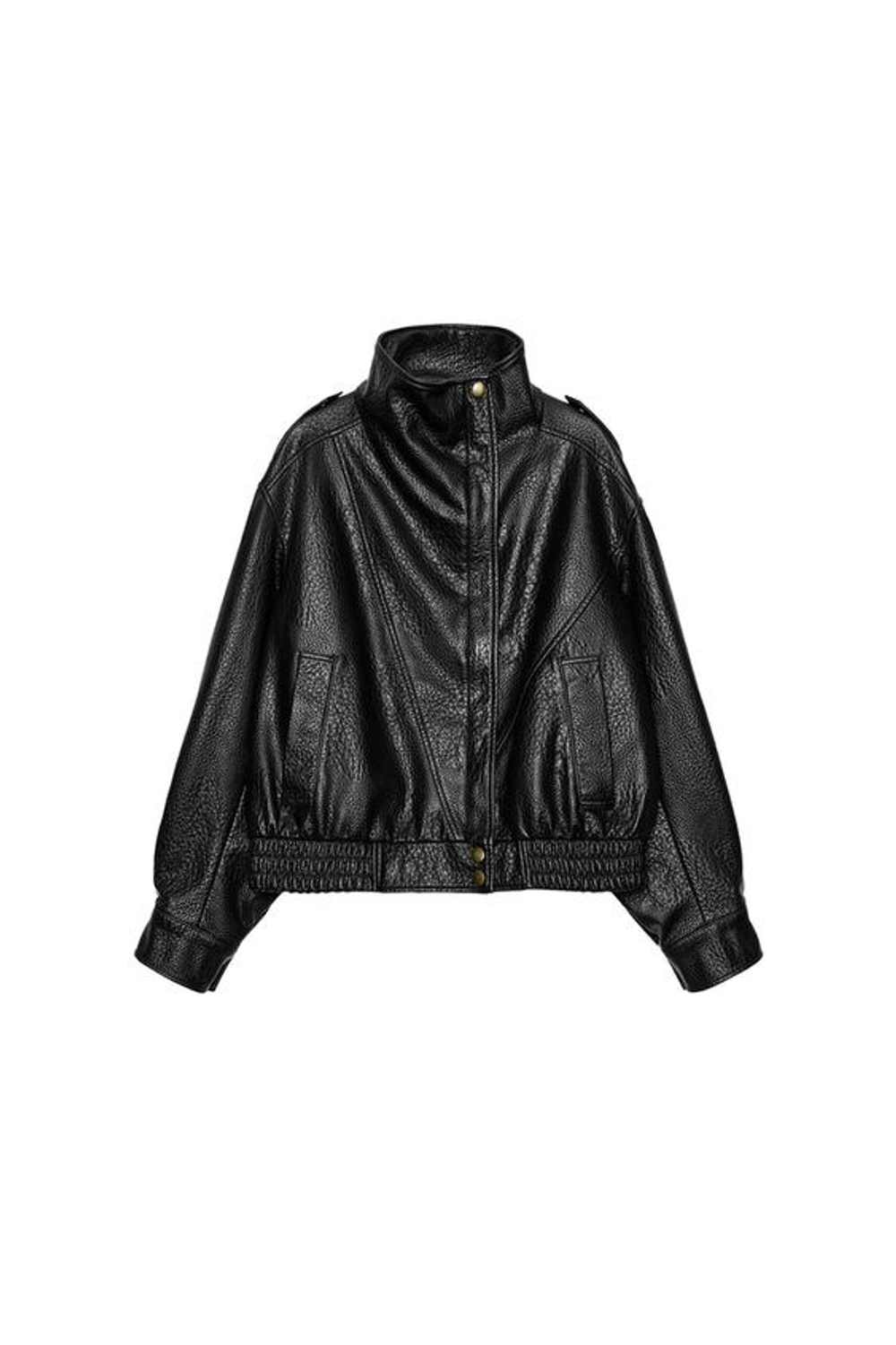 ZARA БОМБЕР ИЗ ИСКУССТВЕННОЙ КОЖИ, ТЕМНО-КОРИЧНЕВЫЙ
