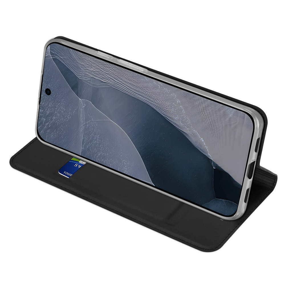Чехол книжка из кожи черного цвета для Google Pixel 11 Pro XL, серия Skin Pro Series от Dux Ducis