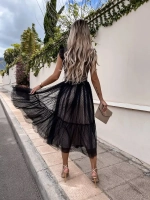 черное миди платье из кружева и тюля + plus size