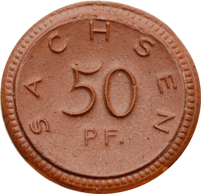 50 пфеннигов 1921 Германия (нотгельд Саксония), фарфор