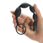 Черный анальный стимулятор-бусы 25,4 см с ручкой-кольцом Fifty Shades of Grey Pleasure Intensified Silicone Anal Beads