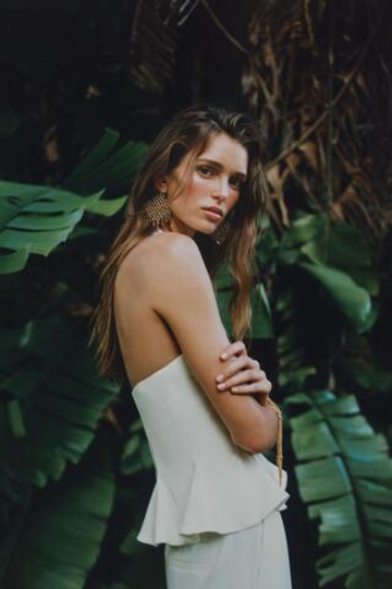 ZARA ОБЛЕГАЮЩИЙ ТОП С БАСКОЙ, ЭКРЮ
