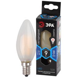 Лампа светодиодная ЭРА F-LED B35-9w-840-E14 frost 9Вт филамент свеча матовая нейтральный белый свет Е14 | Филаментные декоративные