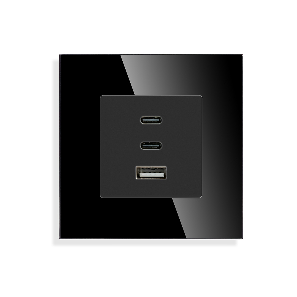Блок зарядки в рамку 65W TYPE A+C+C 65WUSB чёрный, фото 2