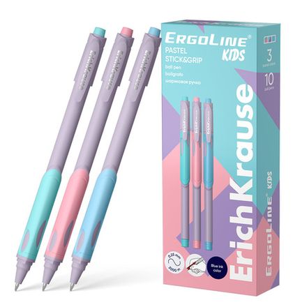 Ручка шариковая Erich Krause ErgoLine Kids Stick синяя, 0.5мм, трёхгранный кор, 1шт