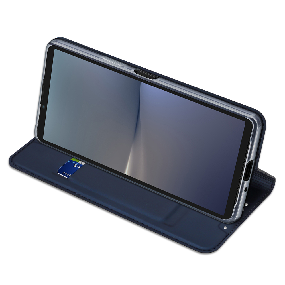 Чехол книжка из PU кожи синего цвета от Dux Ducis для смартфона Sony Xperia 10 VI (10-6), серия Skin Pro Series Case