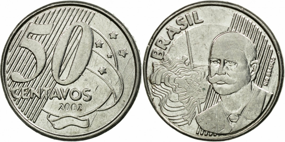 Бразилия 50 сентаво, 2002 - 2024 Жозе Мария да Силва Параньос XF