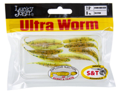 Слаги съедобные искусственные Lucky John TRICK ULTRAWORM 2in (50 мм), цвет T94, 9шт.