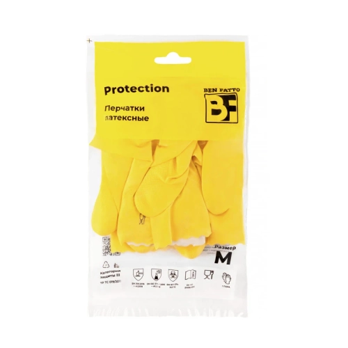 Перчатки резиновые Ben Fatto Protection M желтые