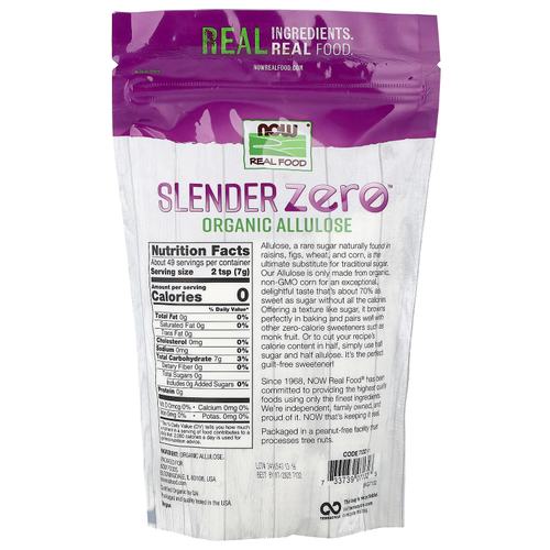 NOW Foods, Real Food, Slender Zero™, органическая аллюлоза, 340 г (12 унций)