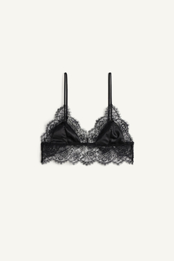ZARA КОМБИНИРОВАННЫЙ ТРЕУГОЛЬНЫЙ БЮСТГАЛЬТЕР С КРУЖЕВОМ - LIMITED EDITION, ЧЕРНЫЙ