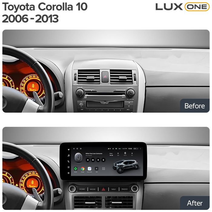 Магнитола для Toyota Corolla E150 2006-2013 - Teyes LUX ONE ROUND монитор 12.3" 2K QLED на Android 10, Быстрая, CarPlay, 4G SIM-слот