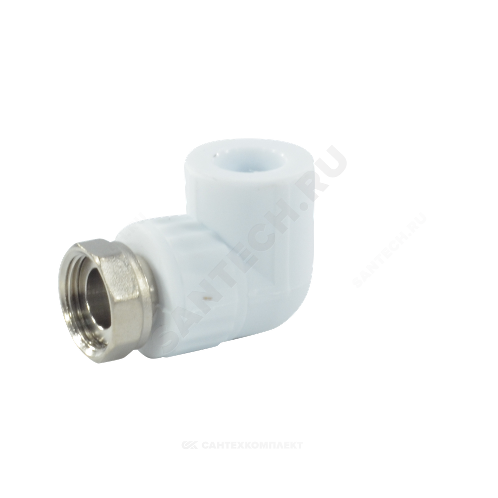 Угольник PP-R комбинированный белый Дн 32х1" с накидной гайкой VALFEX 10138032