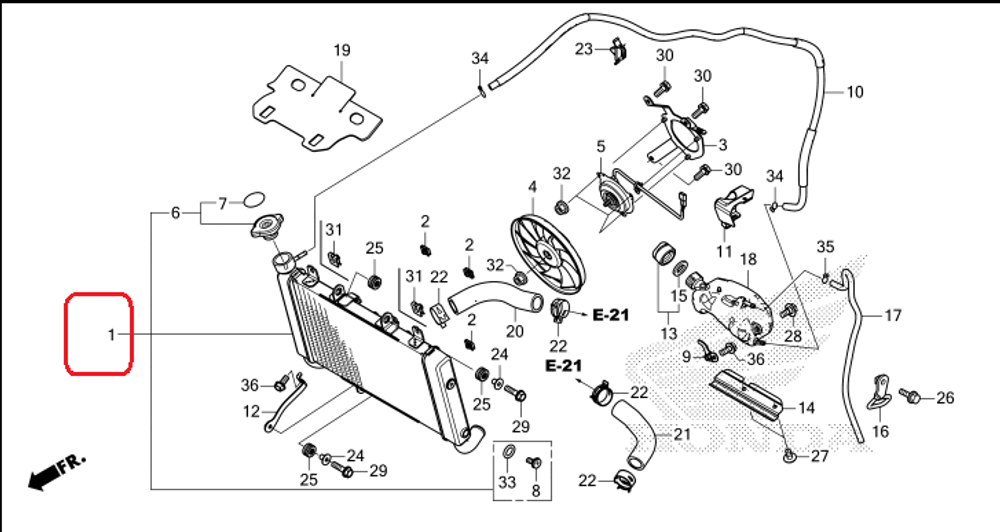 19010-MKY-T61. RADIATOR COMP. (T.RAD). Radiator for Honda CBR650R 2023