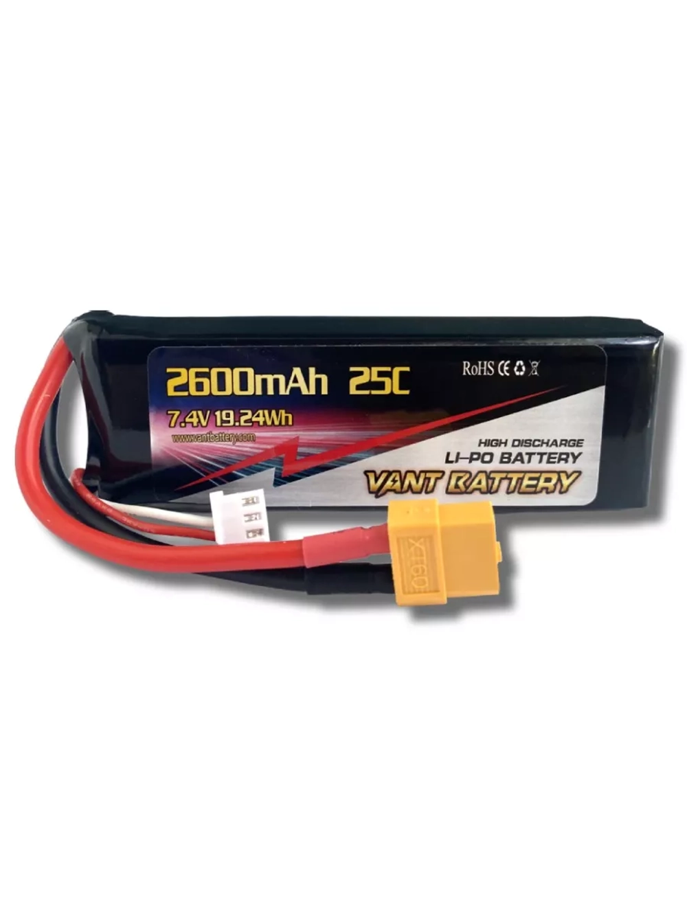 Аккумулятор Vant LiPo 7.4V 2600mAh 25C разъем XT60