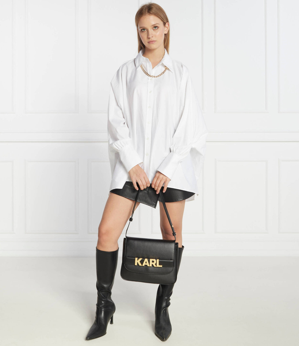 Кожаная сумка через плечо k/letters flap Karl Lagerfeld - черный(236W3091)