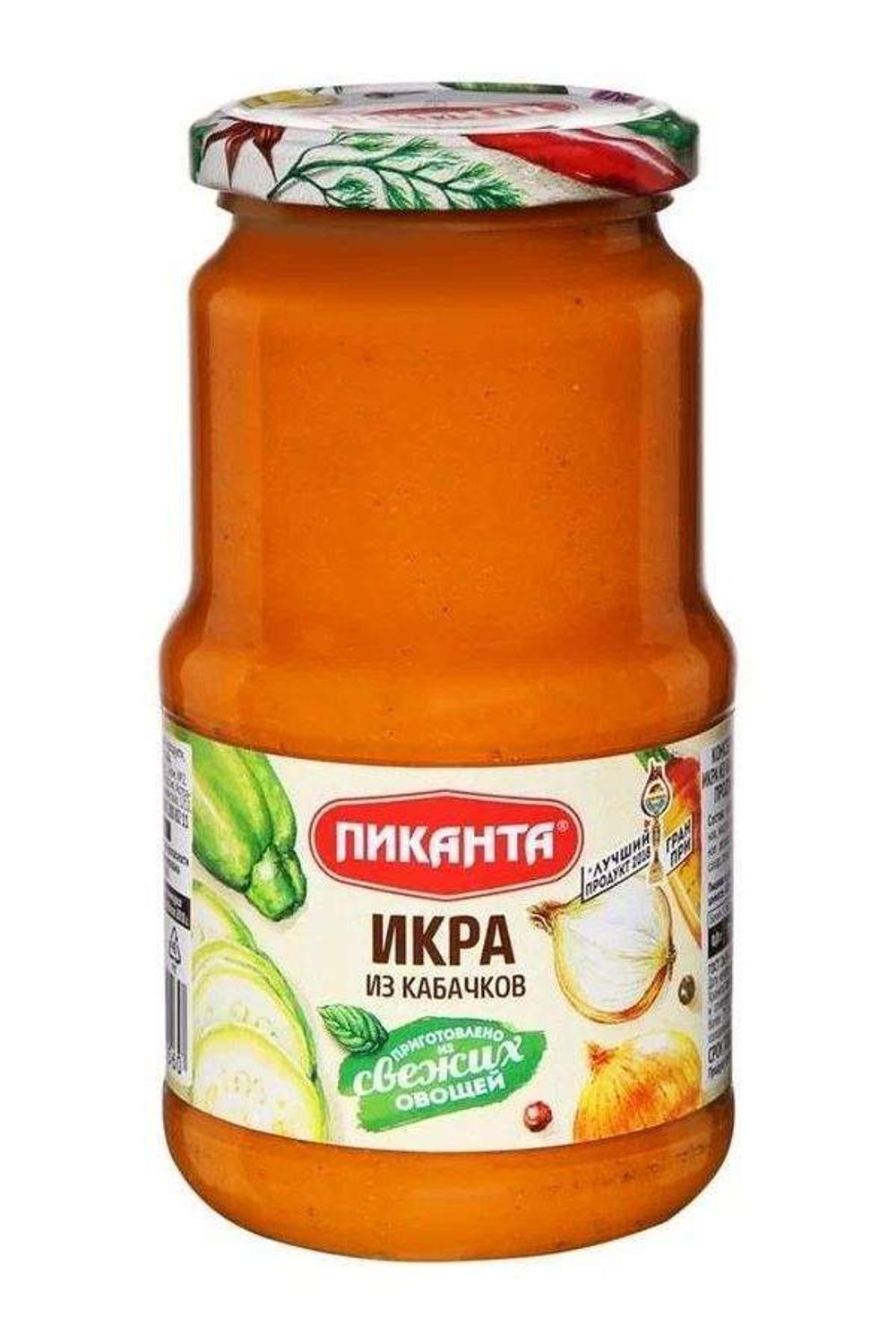 Икра из кабачков Овощная кабач обжар Пиканта 450гр стекло