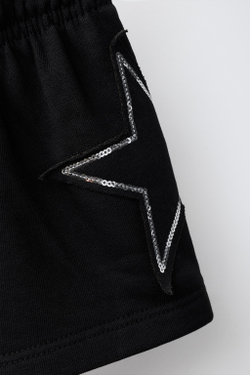 ZARA ШОРТЫ С НОМЕРОМ И ПАЙЕТКАМИ, ЧЕРНЫЙ