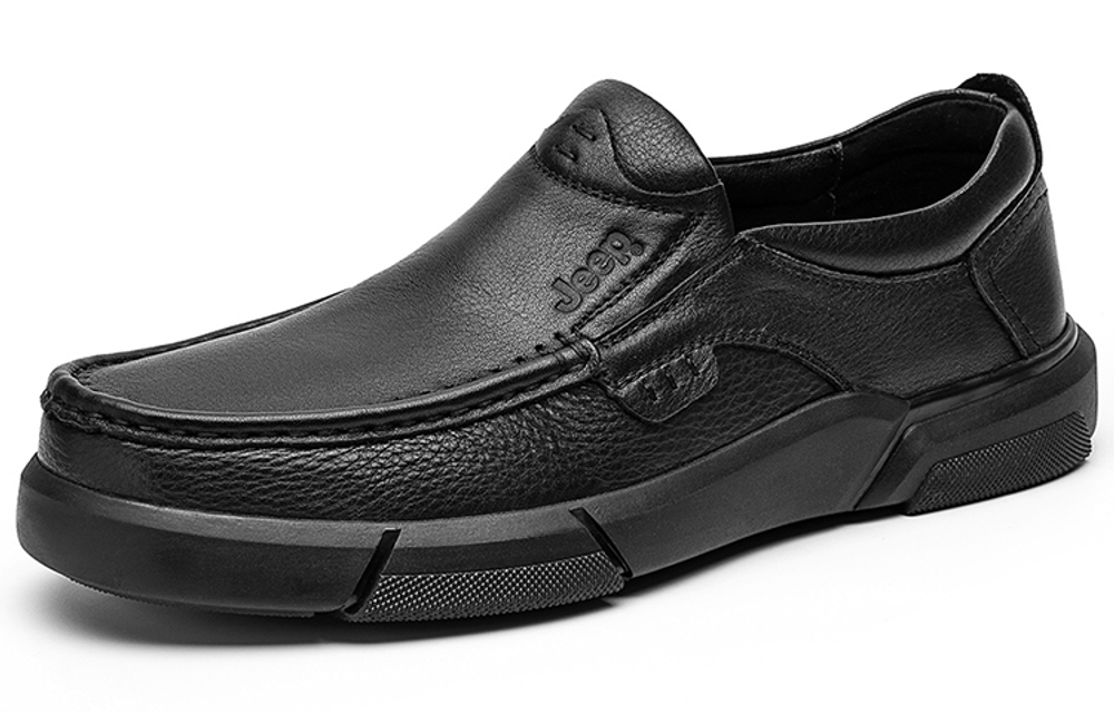 Jeep Casual Leather Shoes Men"s Low top Black