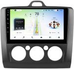 Магнитола для Ford Focus 2 2004-2011 (кондиционер, рамка черная) - Teyes CC4L монитор 9" IPS, Android 14, Быстрая, Snapdragon 662, CarPlay, 4G SIM-слот