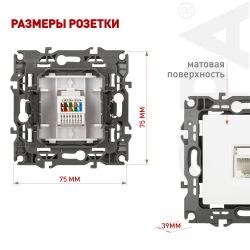 Розетка ЭРА Серия 12 12-3107-01М информационная RJ45 белый матовый | Эра 12