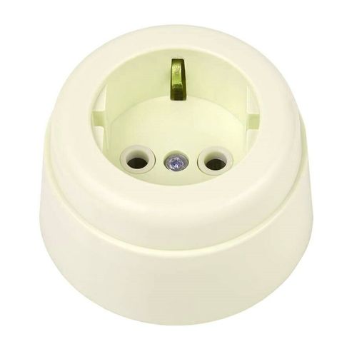 Ретро розетка пластиковая, слоновая кость, Вектор, Interior Electric SCIE/W-02-пл