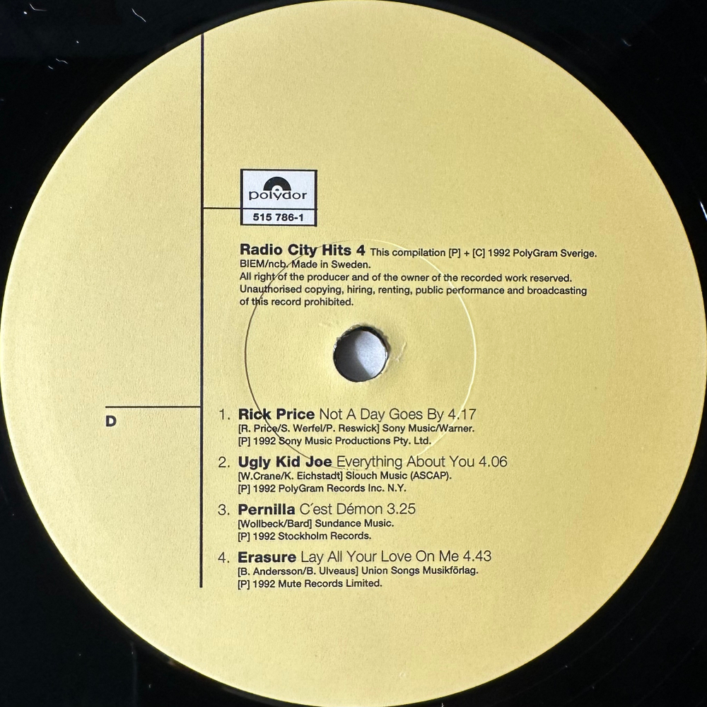 Сборник Radio City Hits 4 2LP (Швеция 1992г.)