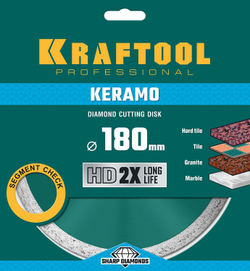 KRAFTOOL Keramo, 180 мм, (22.2 мм, 10 х 2.6 мм), сегментированный алмазный диск (36684-180)