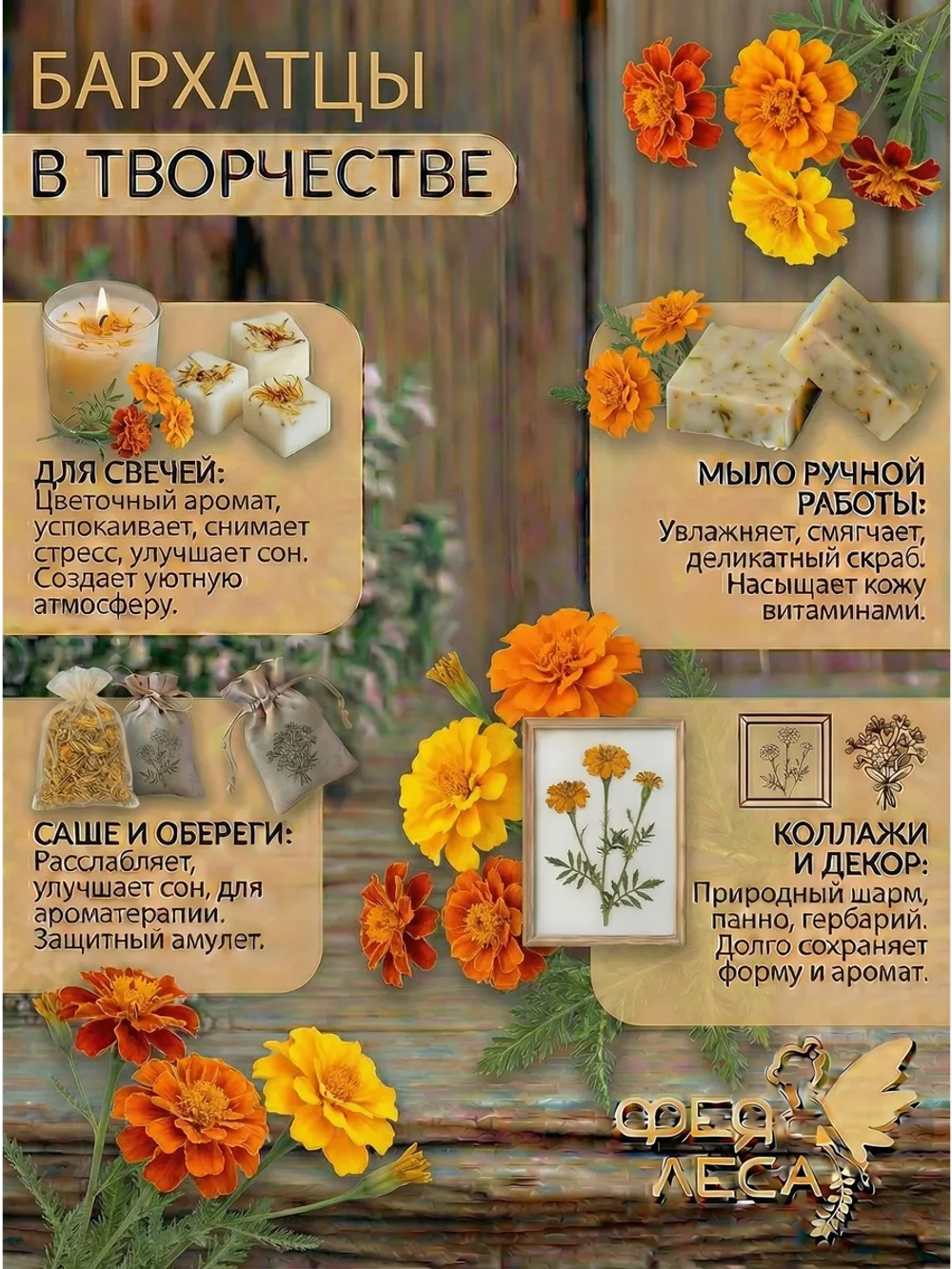 Бархатцы цветы сушеные